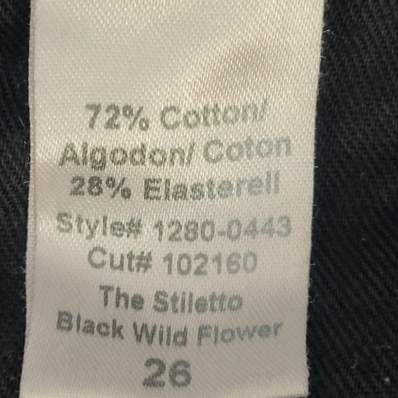Current/Elliot The Stiletto Black Wild Flower Jean Size 26 - Picture 5 of 9